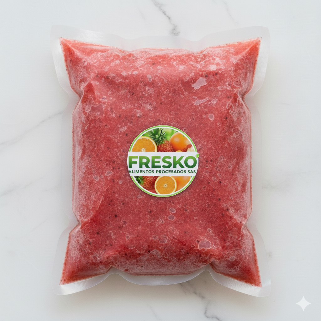 Pulpa de fresa natural marca Fresko - fruta premium seleccionada